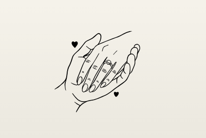 Illustration von zwei Händen mit Ehering für eine freie Trauung – Julia Schumacher